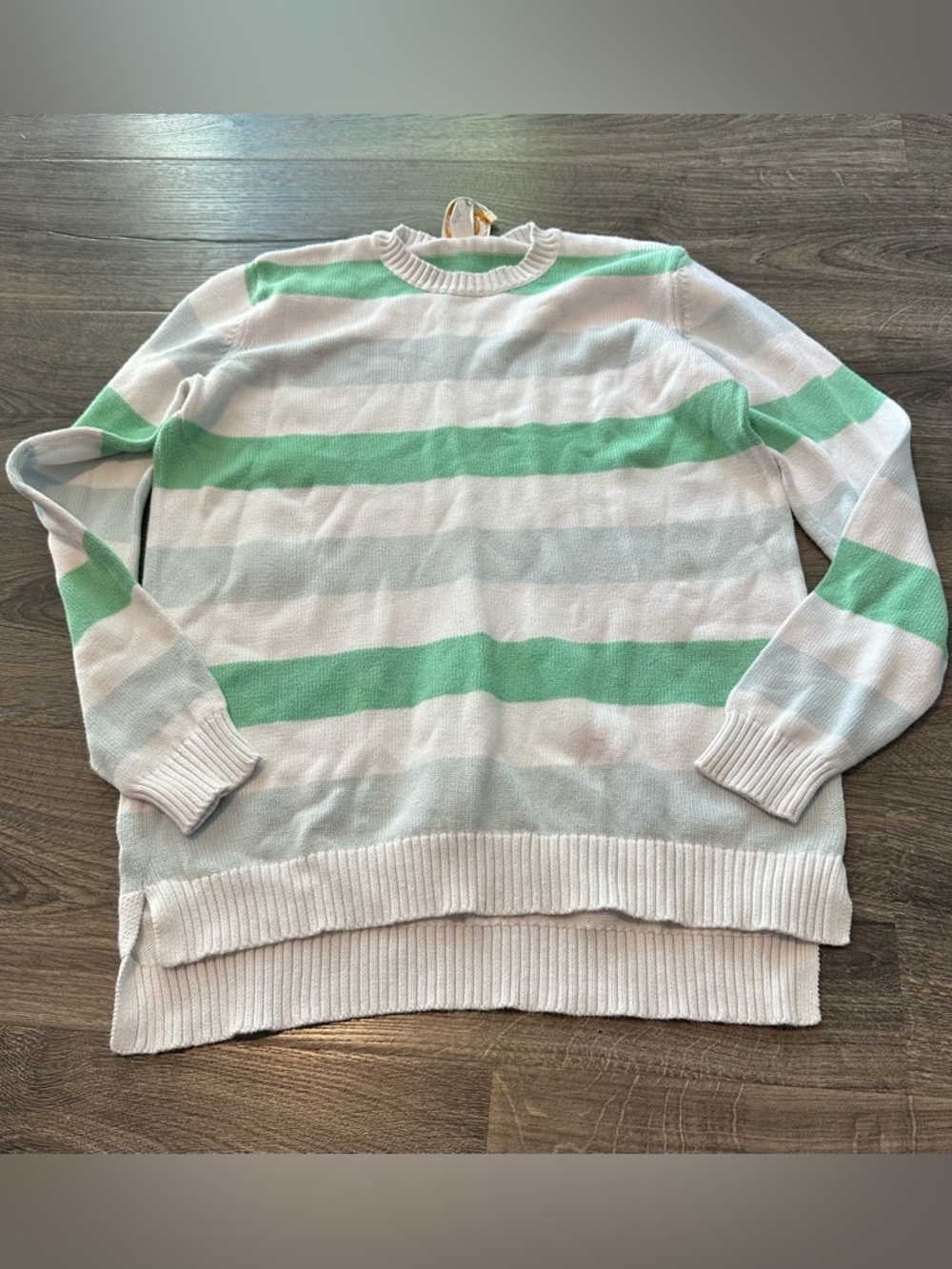Womens Striped Crewneck Knit Sweater XS Oversized Beaufort Bonnet Co